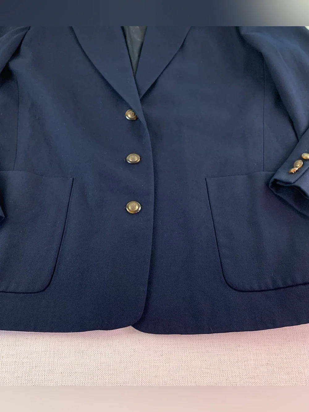Talbots women's Classic 100% wool Blazer size 16 in navy blue Made in USA